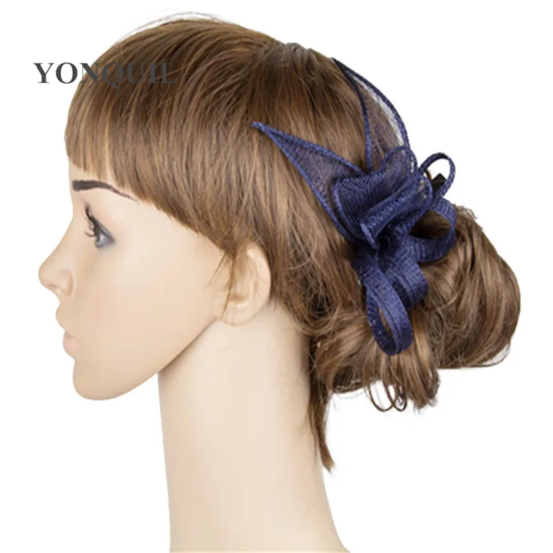Ladies Elegant Feather Sinamay Brooches Women Hair Accessories Fancy Fascinators For Wedding Party Bridal Hats And Races MYQ014 |