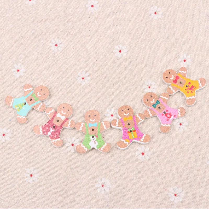 20 шт Комплексная оптовая продажа 2 отверстия Рождественская кукла деревянные