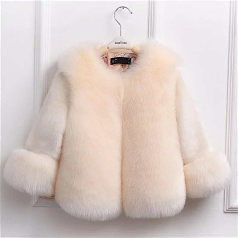 Winter Girls Fur Coat Elegant Baby Girl Faux Jackets And Coats Thick Warm Parka Kids Boutique Clothes | Детская одежда и обувь