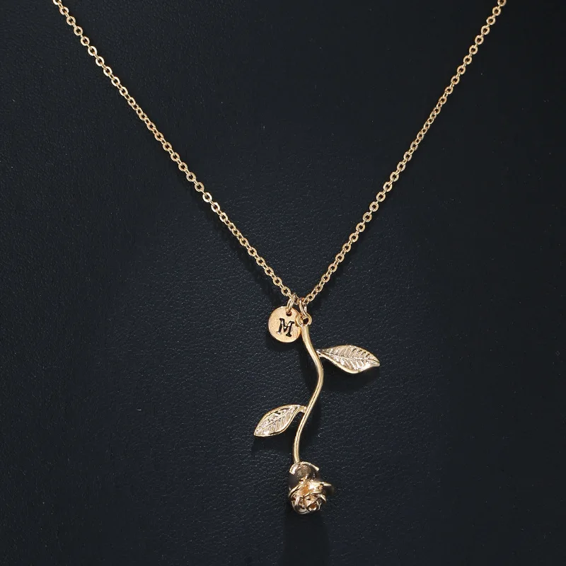 Ожерелье женское MOONROCY золотистое/серебристое с розовыми листьями ювелирные