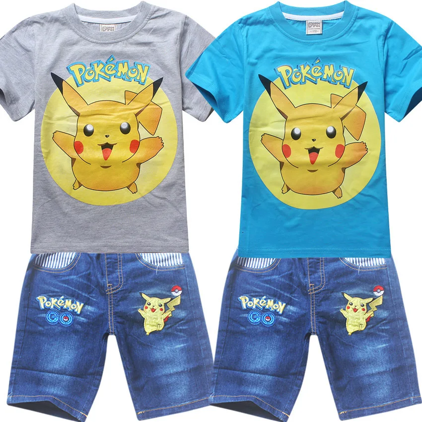 2018 children summer shorts sets baby boys all infant girl pokemon go pikachu clothes for little kids tracksuit costume clothing | Детская