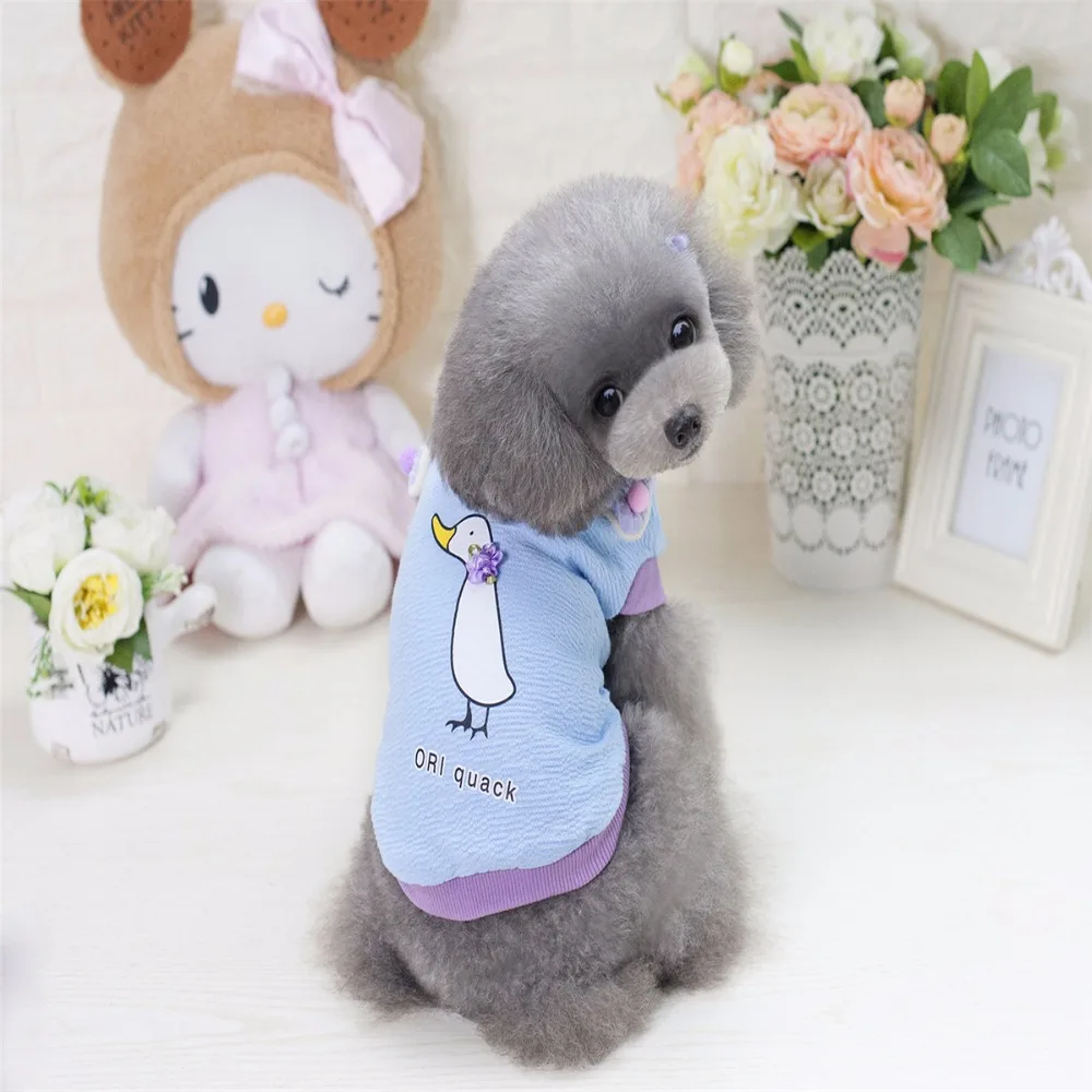 A90 недавно Толщина собака одежда из хлопка Симпатичные Гусь узор щенок кошка