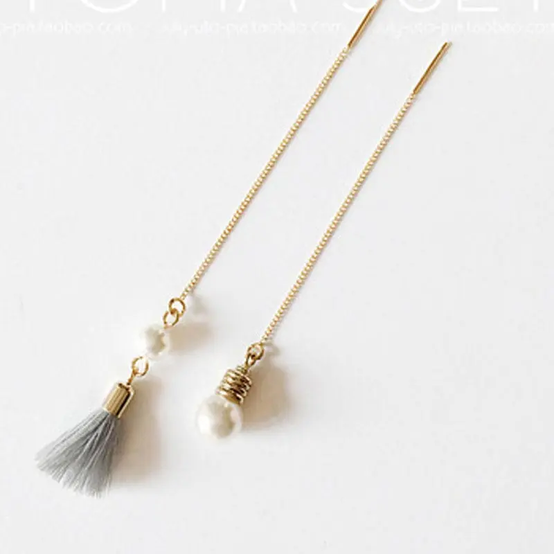 Earring-GFS- Korean Version Of The New Ultra-chic Asymmetrical Design Sense Super Beautiful Tassel Pearl Earrings#1833941 | Украшения и