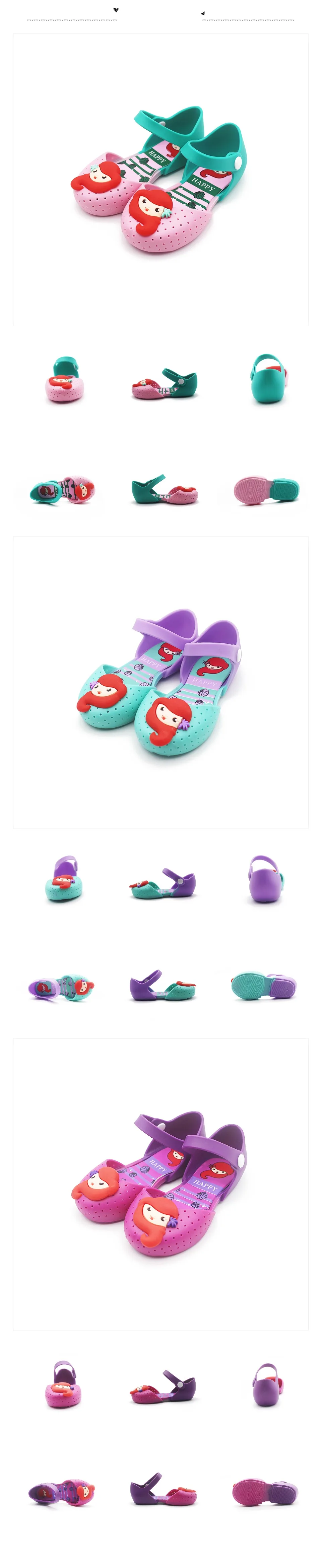 Mini Melissa/стильные прозрачные сандалии принцессы русалки для девочек; Новинка года; милые прозрачные сандалии для девочек; Детские пляжные сандалии с мягкой подошвой