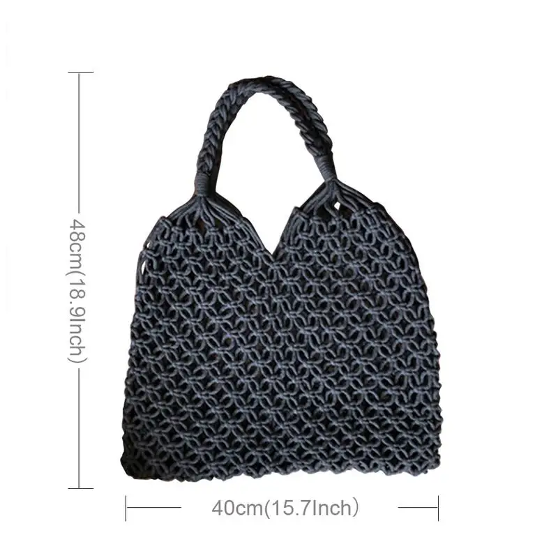 Богемный открытый пляжный Плетеный соломенный мешок из хлопка женская сумка в