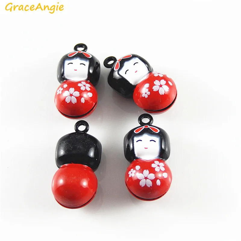 Изящная японская кукла GraceAngie 5 шт. форма из сплава и эмалированный колокольчик