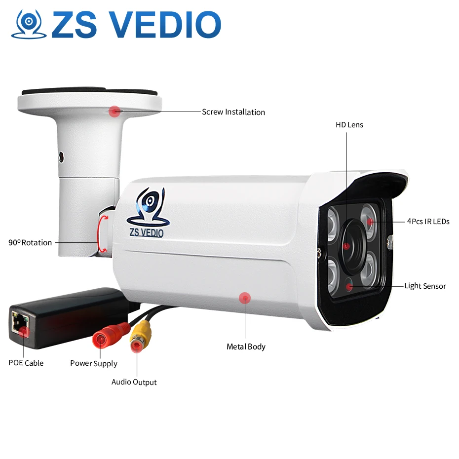 ZSVEDIO камеры наблюдения 720P HD CMOS провод IP камера POE P2P Крытый движения ИК ночного