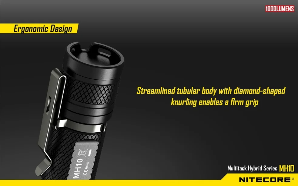 Nitecore MH10 1000 люменов CREE XM-L2 U2 светодиодный фонарик бросок 232 метров водонепроницаемый свет фонарик на 18650 батареи