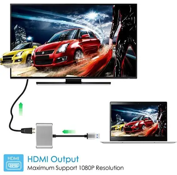 BOHYLOY USB3.0 к HDMI VGA адаптер двойной выход USB HD 1080P конвертер кабель для Windows 7/8/10