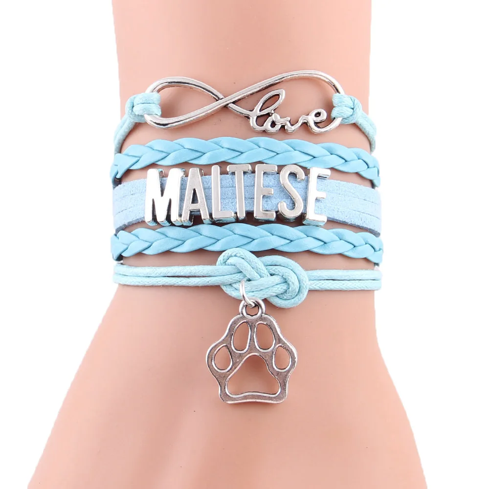Браслет Infinity love Maltese для женщин и мужчин украшение из искусственной кожи в виде