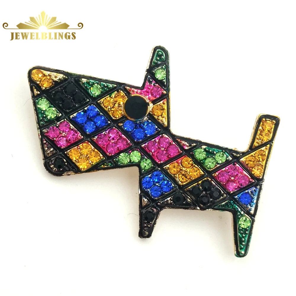 Супер милый мульти цветные кристалл собака броши золотой тон Tangram головоломка дизайн собака булавки протяжки для девушки смешные ювелирные изделия подарок