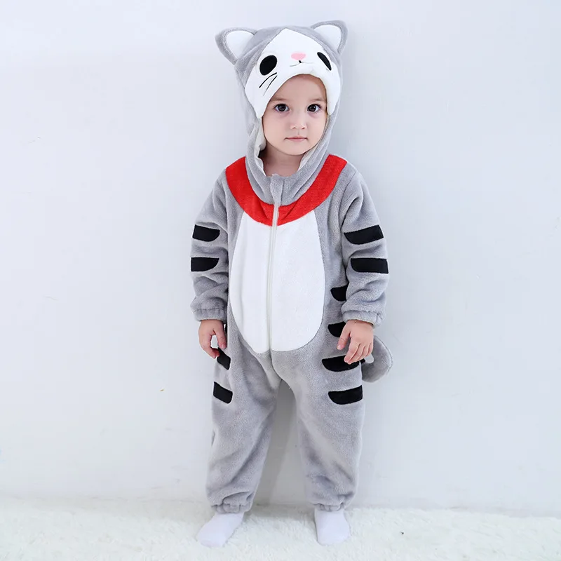 baby Romper girls pajamas clothe infant 2018 winter Autumn boys Cartoon dog Flannel Warm onesie Hooded Sleepwear | Детская одежда и