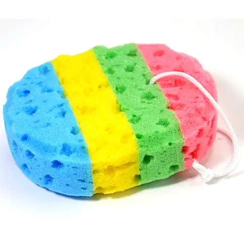

HS040 Bathroom Four colored oval seaweed bath sponge Bathing tools 16*13cm