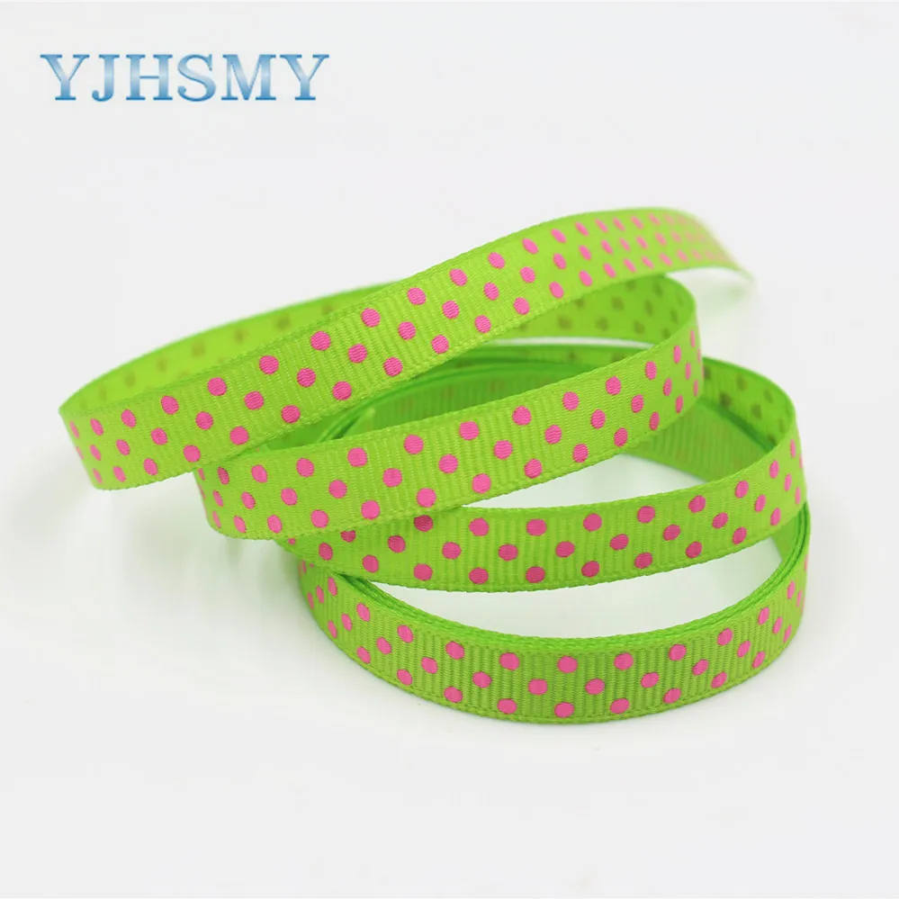 YJHSMY F-17622-131 20 yards 10 mm Dots Ribbons Thermal transfer Printed grosgrain Wedding Accessories DIY handmade material | Дом и сад