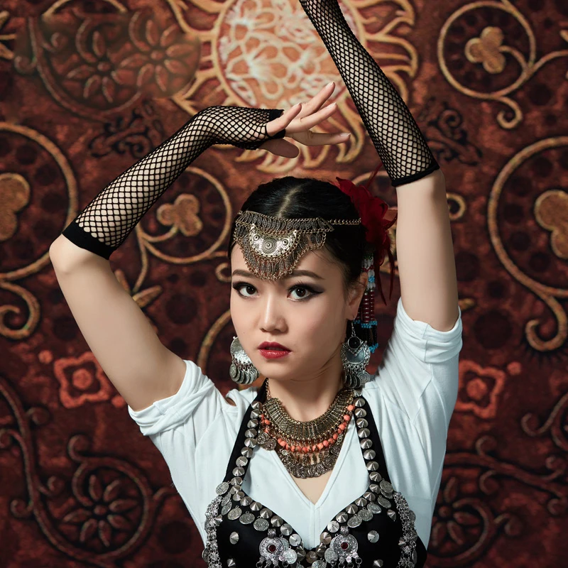 2018 Women Dancewear Belly Dance Costume Accessories Arm Sleeves Adjustable Meshy Net Armbands Tribal Fusion | Тематическая одежда