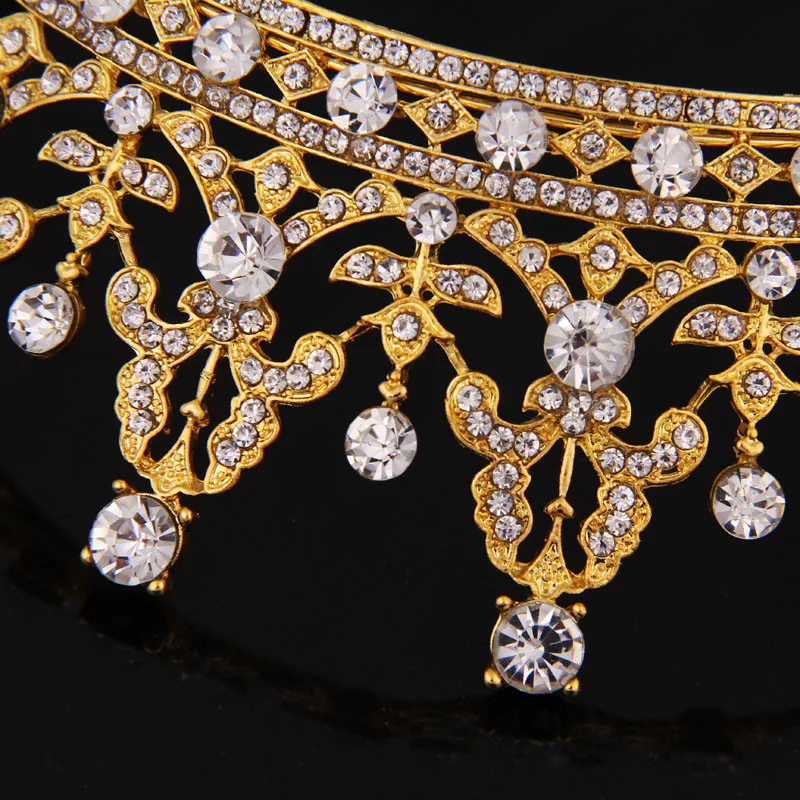 Европейские королевские золотые тиары коронки хрустальные сверла свадебные