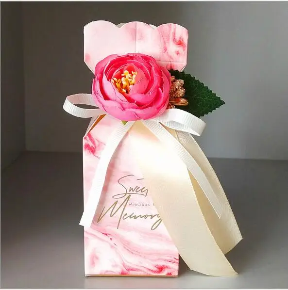 Free shipping vase shape wedding paper box with flower and ribbon chocolate boxes YWMB20 | Дом и сад