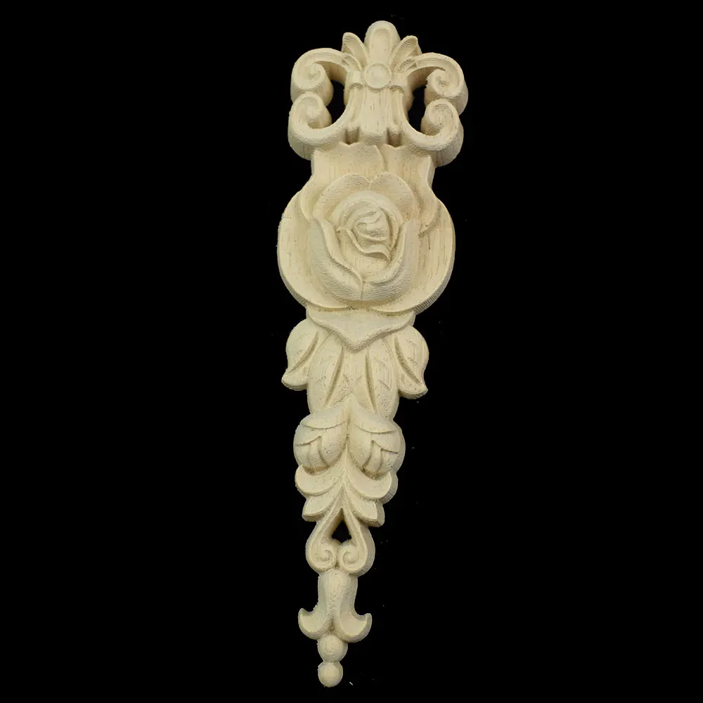 

European-style Home Decoration Small Accessories Wood Carved Wooden Rose Applique Cabinet Door Window Decoration Patch