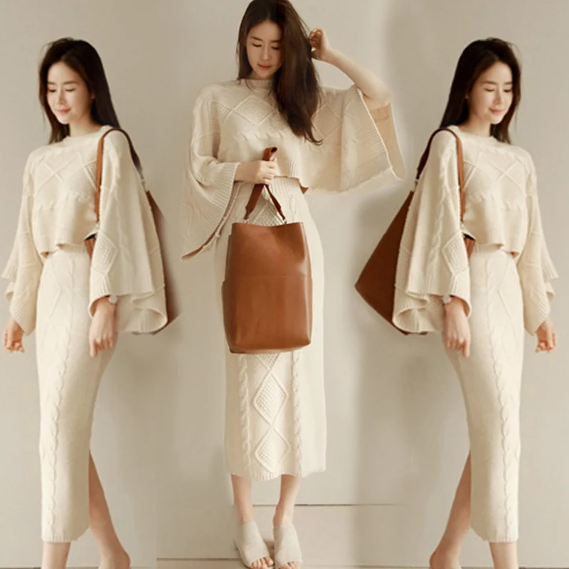 Осенне зимний Модный корейский новый женский свободный свитер с рукавом летучая