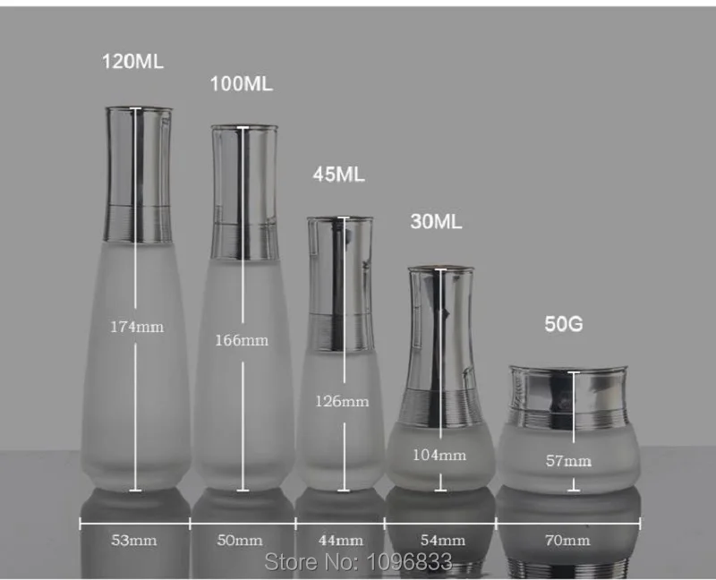 Empty Glass Jar 50G Cosmetic Container Frosted Lotion Pump Bottle 120ml 100ml 45ml 30ml Perfume Vials 8pcs/Lot | Красота и здоровье
