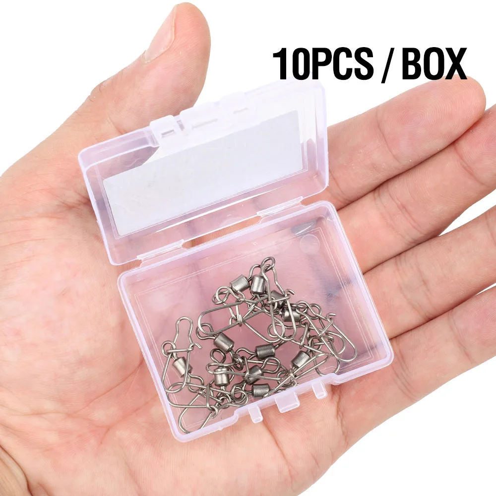 10pcs DONQL поворотный Рыболовный соединитель из нержавеющей стали, крючок для быстрой прокатки, фиксатор для безопасности, защелкивающийся рыболовный крючок, приманка, аксессуар для увеличения - Цвет: 10pcs