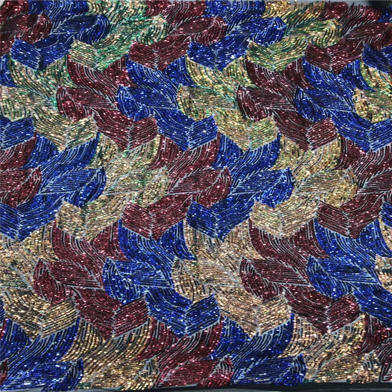 

2019 New Design 5 yards Latest French Tulle Lace Fabric High Quality African Net lace with sequins for wedding dresses bh65-2647