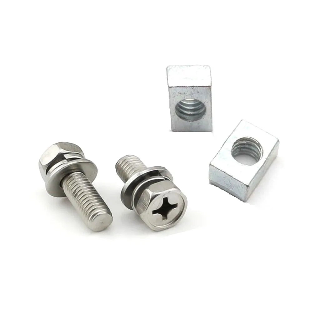 

6mm Stainless Steel Motorcycle Battery Terminal M6 x16mm Bolt Square Nut Kit Scooter 5 Set(10 Bolt +10 Nut)