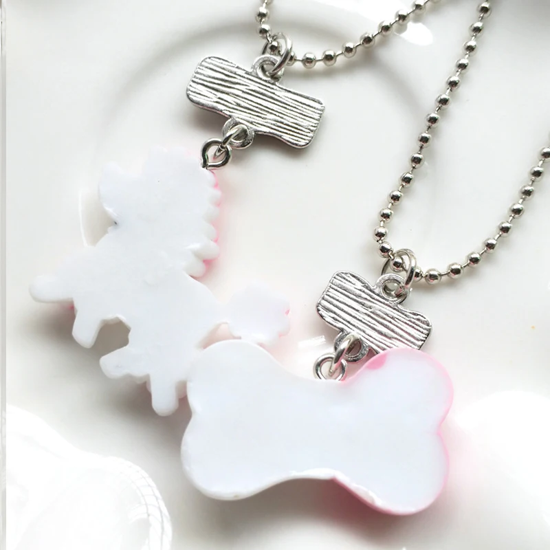 2 шт./компл. мультфильм ожерелье с подвеской для собак детей смолы розовый колье