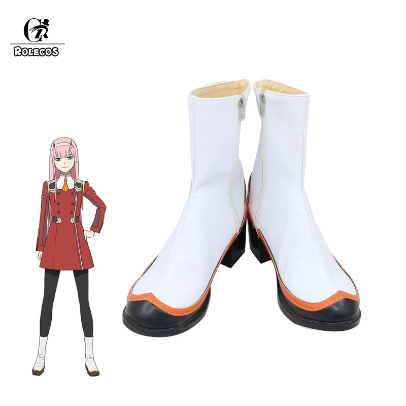 

ROLECOS Anime Darling in the Franxx Cosplay Shoes Zero Two Cosplay White High Shoes for Women Cosplay Shoes Customized High Boot