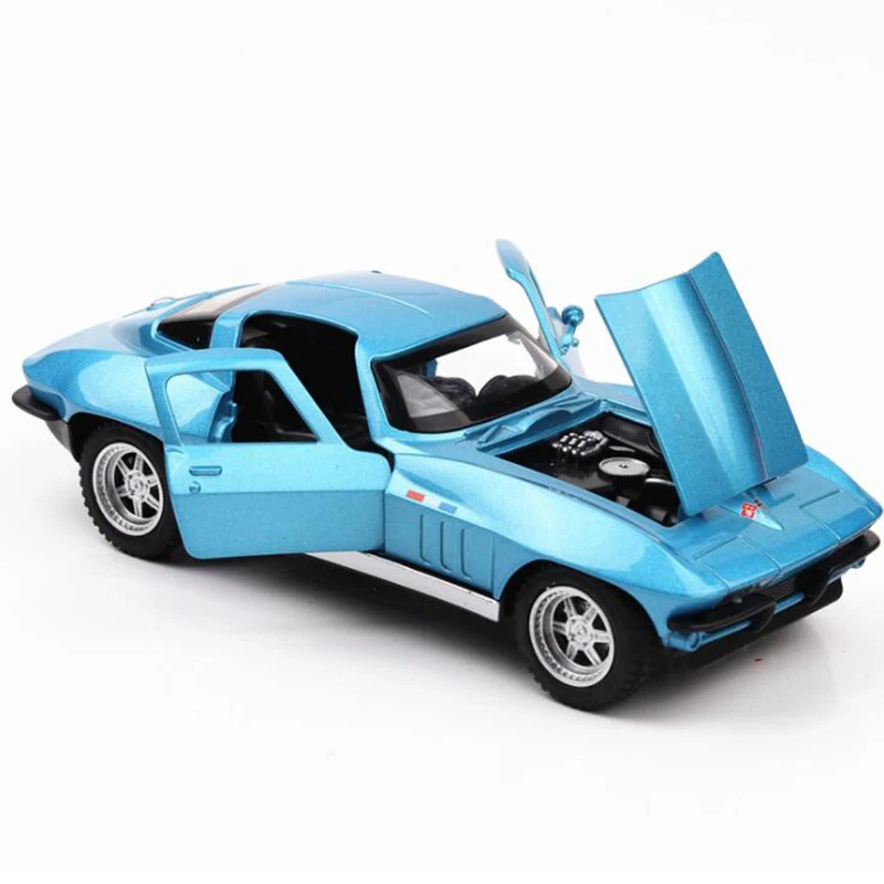 15 3 см 1:32 весы из металлического сплава синий цвет Chevrolet Corvette C2 гоночный