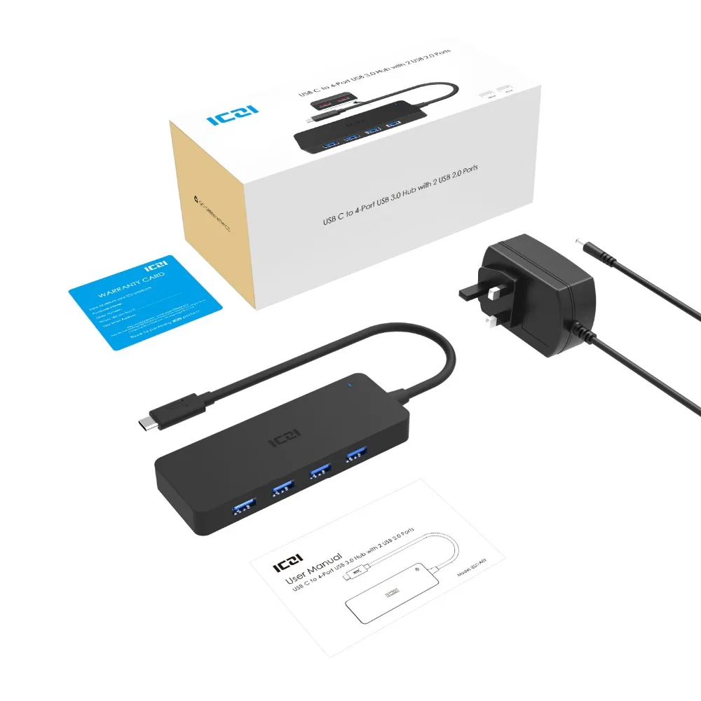 ICZI 6 в 1 USB C концентратор типа C до 4 порта USB 3,0+ 2 порта USB 2,0+ DC адаптер для Macbook Pro Dell XPS 13 ноутбук