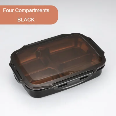 Black 4 Compartments GLANYOMI 304 Ланч-бокс из нержавеющей стали с отделениями, бэнто-бокс для детей, школьников, пикников, контейнер для еды - Цвет: Black 4 Compartments
