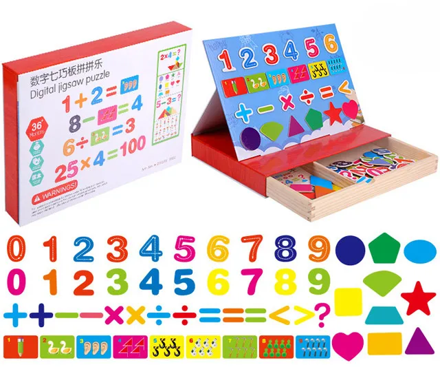 Digital puzzle Деревянная образовательная магнитная головоломка игрушки для детский холодильник наклейки на холодильник Лес животных туалетный красочный доска для рисования с игрушками - Цвет: Digital puzzle
