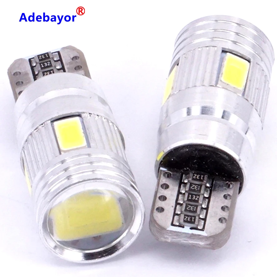 2 шт. автомобисветодиодный светодиодные лампы T10 W5W 5W5 5630 6 smd для указателей