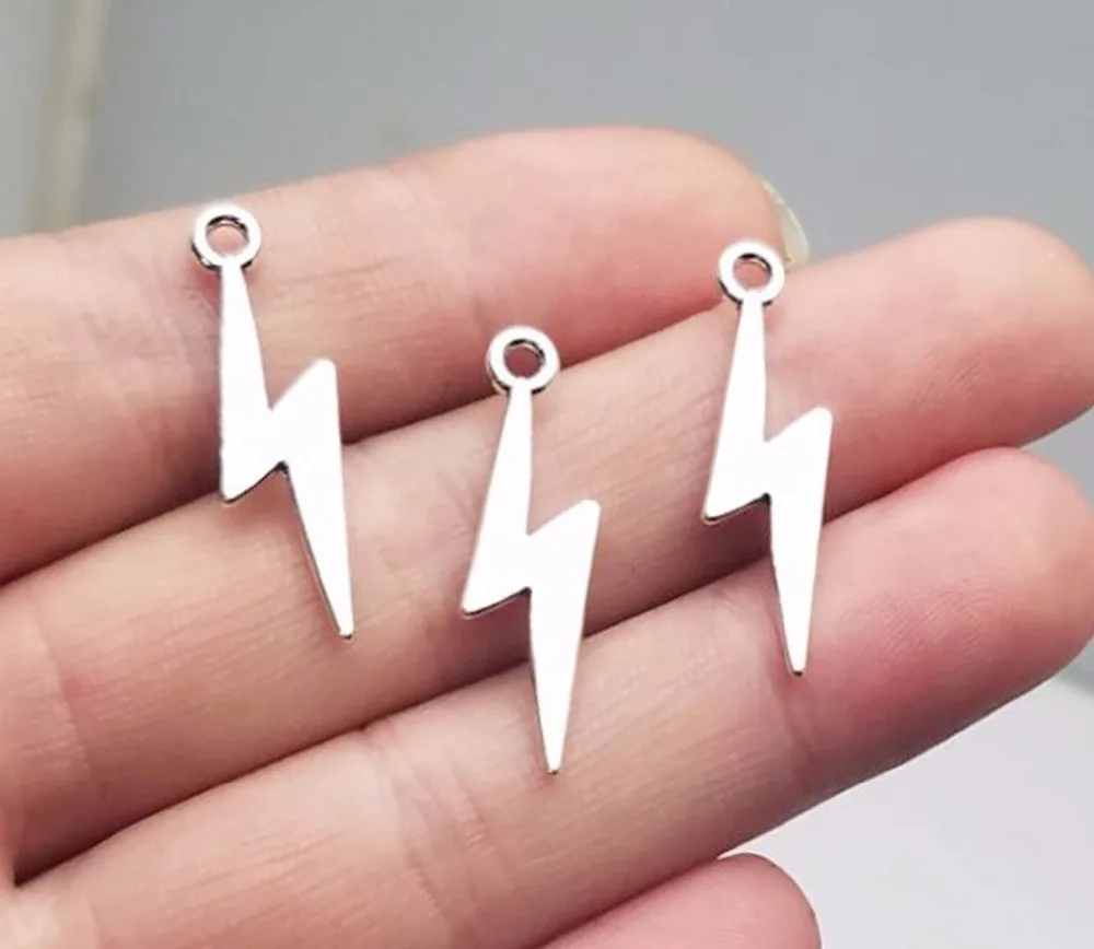 

50pcs/lot--28x7mm, lightning chams, Antique silver plated lightning charms,DIY supplies, Jewelry accessories