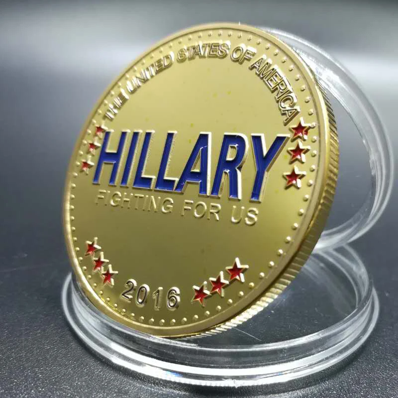 Значок с покрытием из настоящего золота 3 шт. Хиллари Клинтон 1 унция 24 К в
