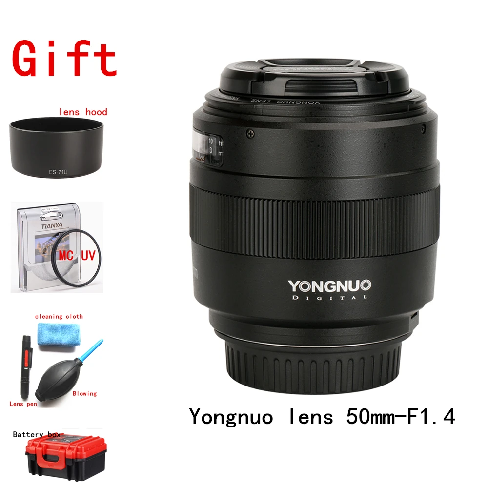 YONGNUO YN50mm F1.4 стандартный объектив с большой апертурой и автофокусом(AF)/ручной фокус(MF) 50 мм объектив для камеры Canon EOS