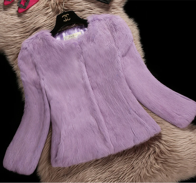 Новинка 2019 женское модное пальто из настоящего меха жилет кроличьего 100%