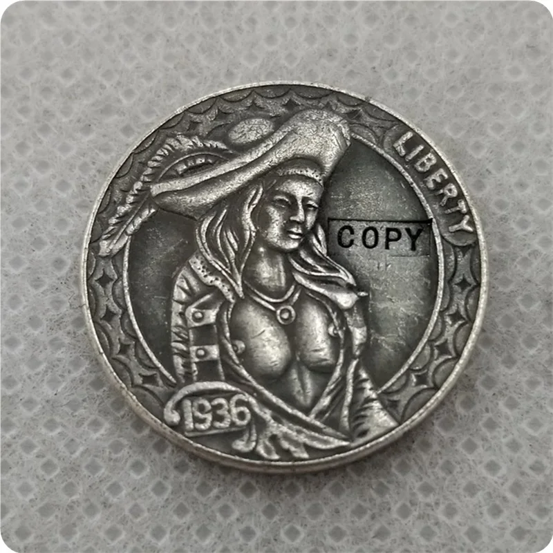 Хобо никеля Coin_Type # 53_1936 D с гравировкой в виде американского бизона из копии монет