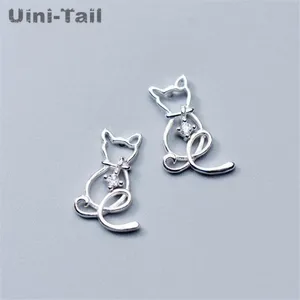 Серьги женские из серебра 925 пробы, в виде кошки