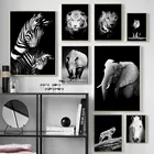 Настенная картина с изображением черного и белого тигра, Льва, волка, носорогов, настенная Картина на холсте, скандинавские плакаты и принты, настенные картины для декора гостиной