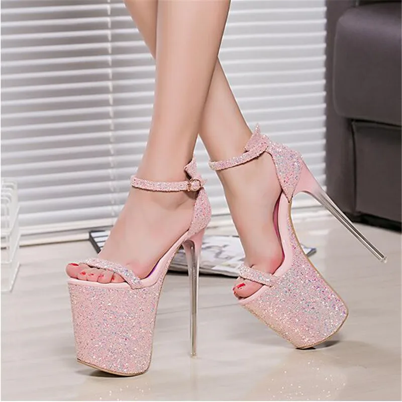 Summer new high-quality women's shoes 20 cm stiletto high-heeled sandals fashion casual platform increase show | Обувь