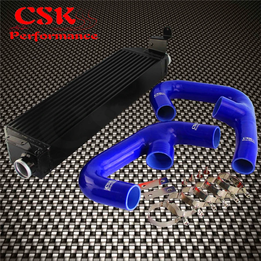 Обновленный FMIC черный алюминиевый двойной интеркулер с черным/синим/красным