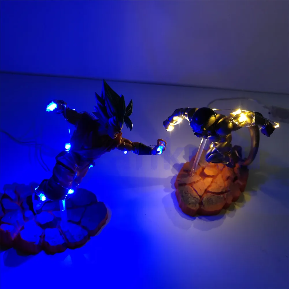 2 шт./компл. Dragon Ball Z Son Goku God VS Golden Frieza экшн фигурка светодиодная ПВХ аниме Жемчуг
