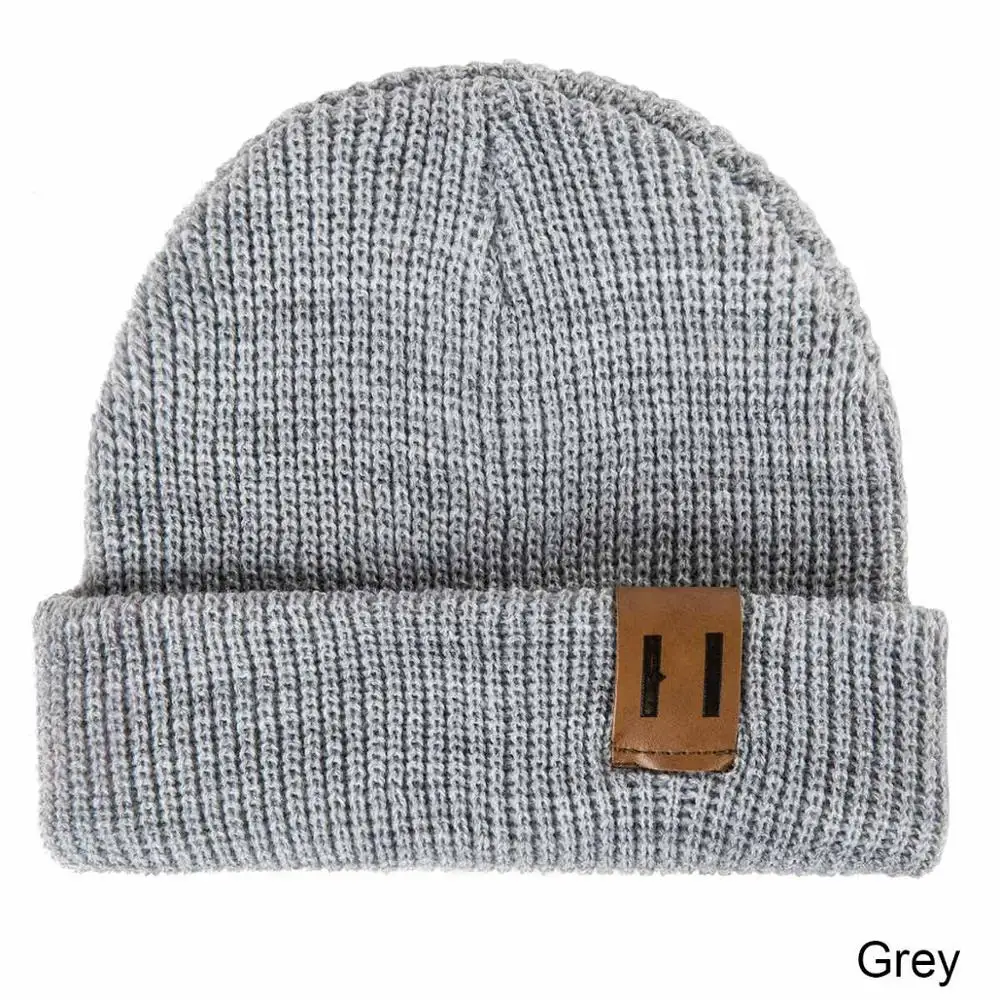 children grey Новинка; зимняя шапка для мужчин, женщин и детей; Skullies Beanies; вязаная шапочка; шапки для родителей и детей; теплая однотонная детская мягкая шапка; шапка - Цвет: children grey