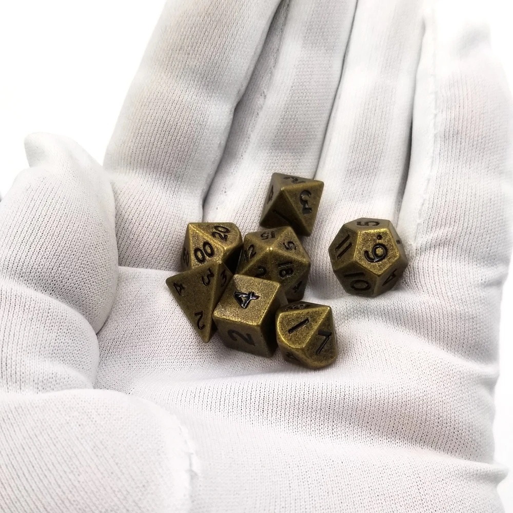 IMDG 7 шт./компл. мини ролевые игры кости многогранник металлические игральные кубики DND разных бронза маленькая цифровой игра в кости