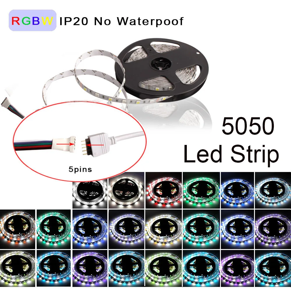 RGB Светодиодная лента 12 В 5050 Светодиодная лента Водонепроницаемая 220 В до 12 В 5 м 300 светодиодный RGB RGBW RGBWW Гибкая неоновая лента Fita Tira светодиодный светильник