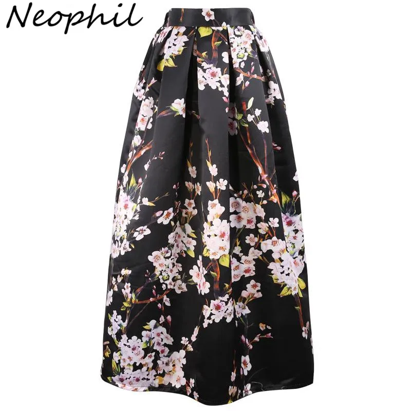 Женская длинная юбка макси Neophil MS07034 100 см в мусульманском стиле с цветочным