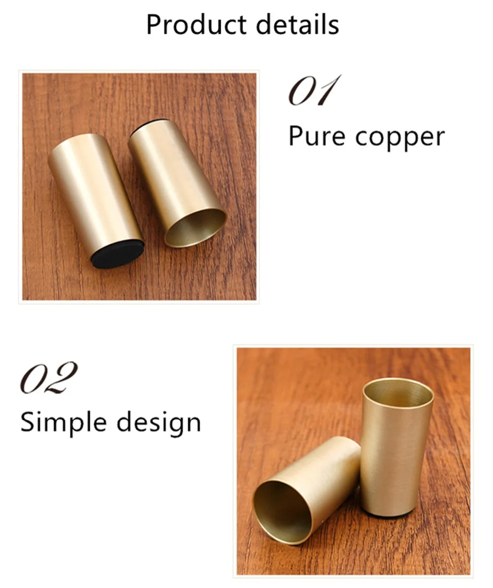 Chinese chair copper slanting foot cover Nordic table and chair stool pure copper foot cover simple sofa coffee table conical ob
