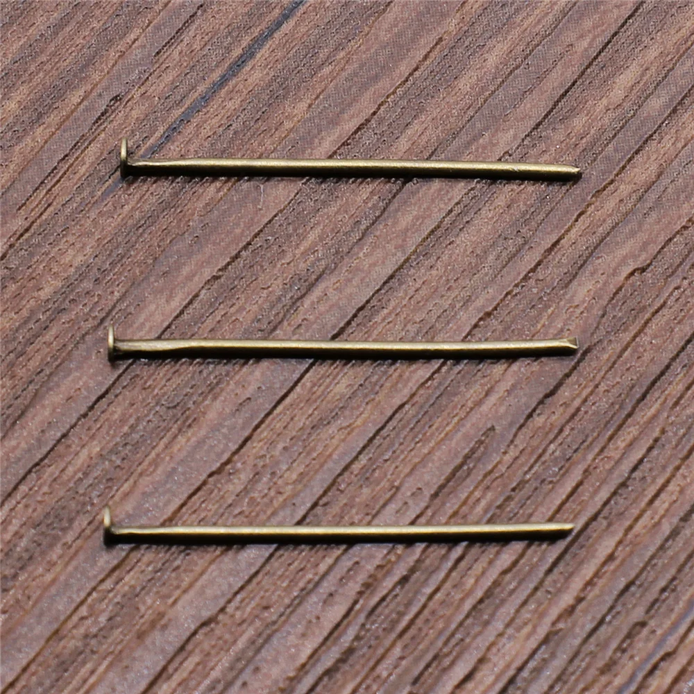 Antique Bronze 200 шт 18-35 мм плоская головка шпильки 4 цвета золото/серебро/бронза/родий шпильки для изготовления ювелирных изделий фурнитура и компоненты - Цвет: Antique Bronze